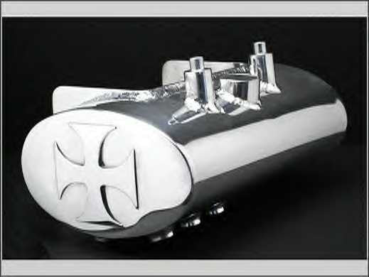 Tanque de aceite ovalado personalizado MotoXcycle MXC con cruz de hierro para Harley-Davidson Softail 1999