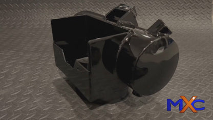 Moto X Cycle (MXC) 5" Black Round Aluminum Oil Tank for 2000..2017 Harley-Davidson Softails with battery box